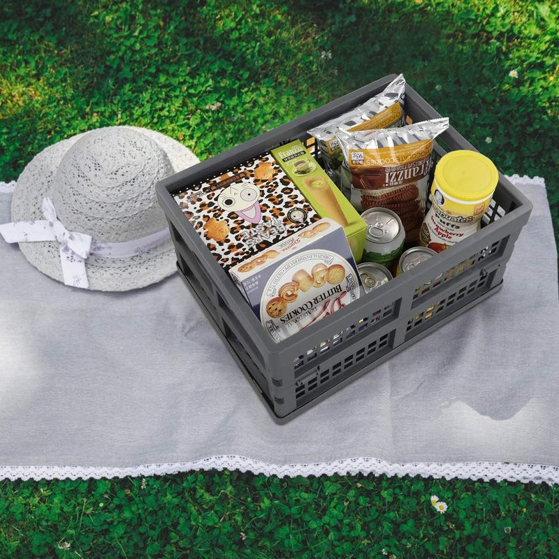 Ggbin 16 Liter Folding Plastic Containers, Grey Plastic Crate, 2 Packs - Image 3